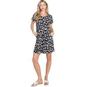 Black + White Leopard Print Romper | Soft Stretchy Lounge Comfy |‎ BomBom | NWOT